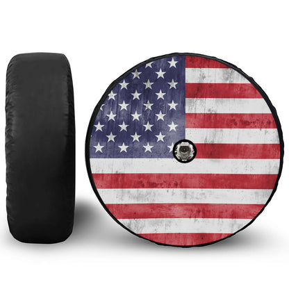 Grunge USA Flag Print Tire Cover With Camera Hole