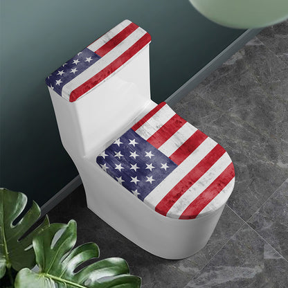 Grunge USA Flag Print Toilet Lid And Tank Cover Set