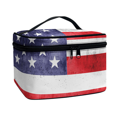 Grunge USA Flag Print Travel Makeup Bag