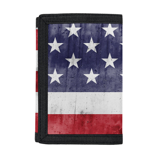 Grunge USA Flag Print Trifold Wallet