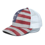 Grunge USA Flag Print White Mesh Trucker Cap