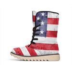 Grunge USA Flag Print Winter Boots