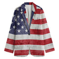 Grunge USA Flag Print Women's Cotton Blazer