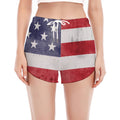 Grunge USA Flag Print Women's Split Running Shorts