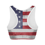 Grunge USA Flag Print Women's Sports Bra