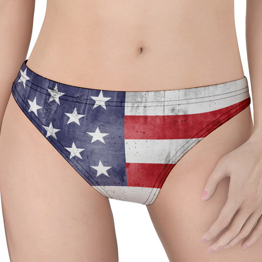Grunge USA Flag Print Women's Thong