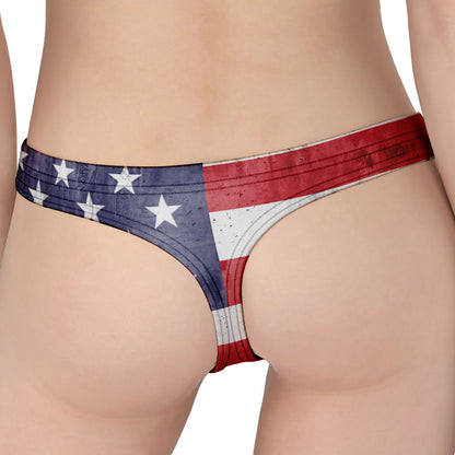 Grunge USA Flag Print Women's Thong
