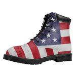 Grunge USA Flag Print Work Boots