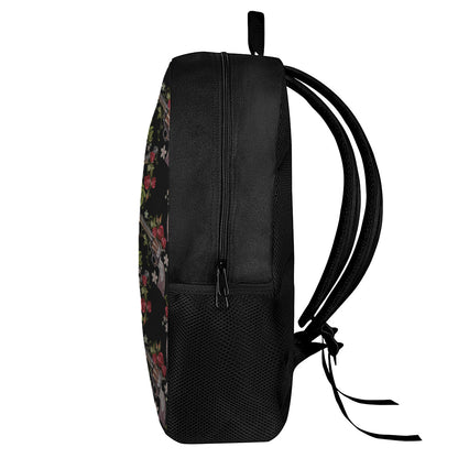 Guns And Flowers Pattern Print 17 Inch Backpack