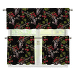 Guns And Flowers Pattern Print 3 Piece Kitchen Curtains
