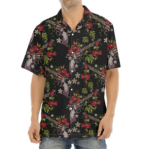 Guns And Flowers Pattern Print Aloha Shirt