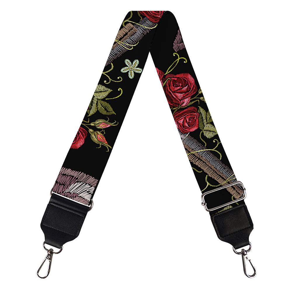 Guns And Flowers Pattern Print Bag Strap