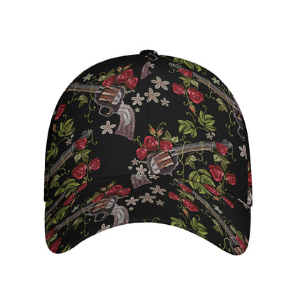 Guns And Flowers Pattern Print Baseball Cap
