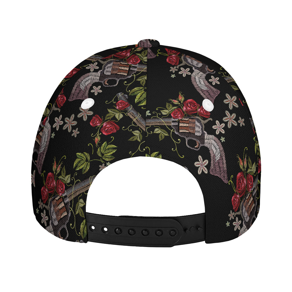 Guns And Flowers Pattern Print Baseball Cap