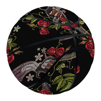 Guns And Flowers Pattern Print Basketball