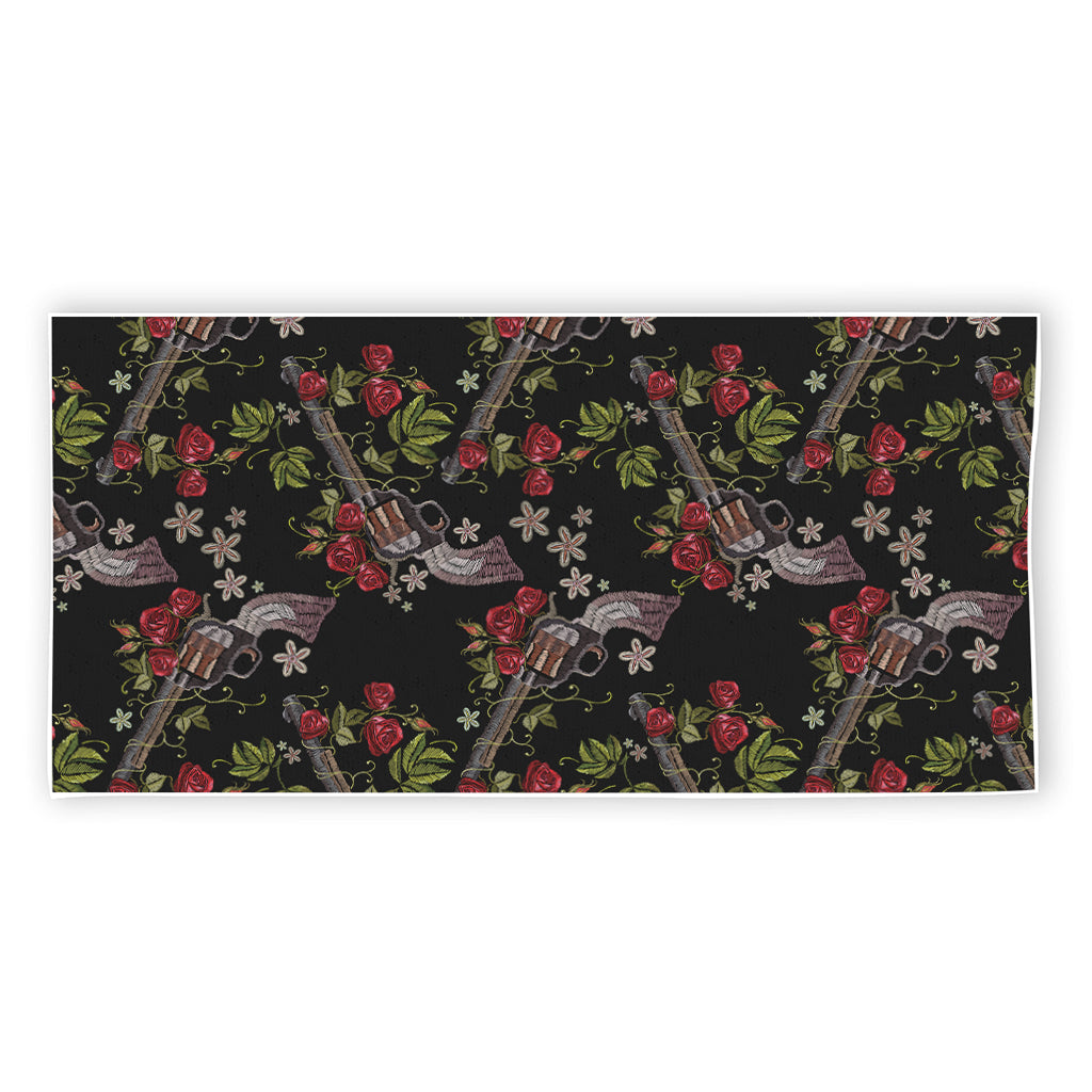 Guns And Flowers Pattern Print Beach Towel