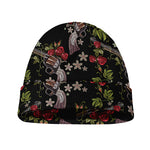 Guns And Flowers Pattern Print Beanie
