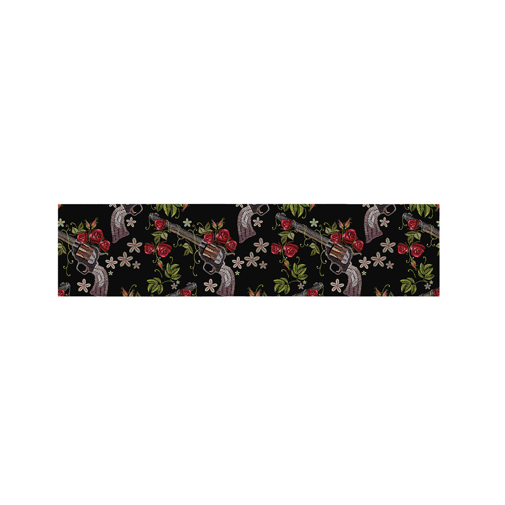 Guns And Flowers Pattern Print Bed Runner
