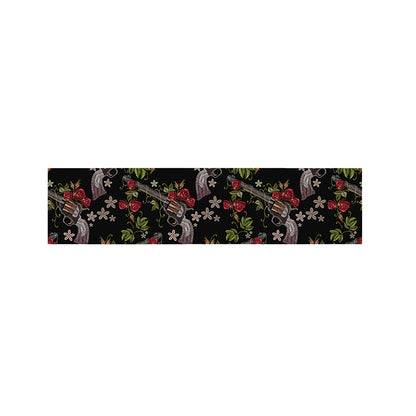 Guns And Flowers Pattern Print Bed Runner