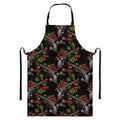 Guns And Flowers Pattern Print Bib Apron With Pocket