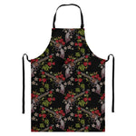 Guns And Flowers Pattern Print Bib Apron With Pocket