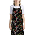 Guns And Flowers Pattern Print Bib Apron With Pocket