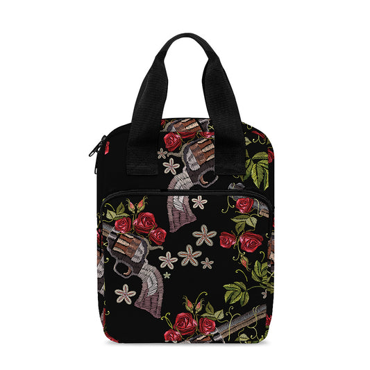 Guns And Flowers Pattern Print Bible Tote Bag