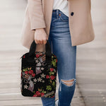 Guns And Flowers Pattern Print Bible Tote Bag