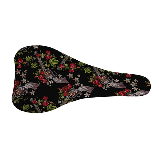 Guns And Flowers Pattern Print Bicycle Seat Cover