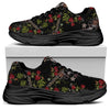 Guns And Flowers Pattern Print Black Chunky Shoes