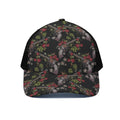 Guns And Flowers Pattern Print Black Mesh Trucker Hat