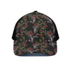 Guns And Flowers Pattern Print Black Mesh Trucker Cap