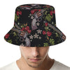 Guns And Flowers Pattern Print Bucket Hat