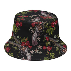 Guns And Flowers Pattern Print Bucket Hat