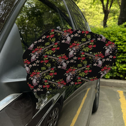 Guns And Flowers Pattern Print Car Side Mirror Covers