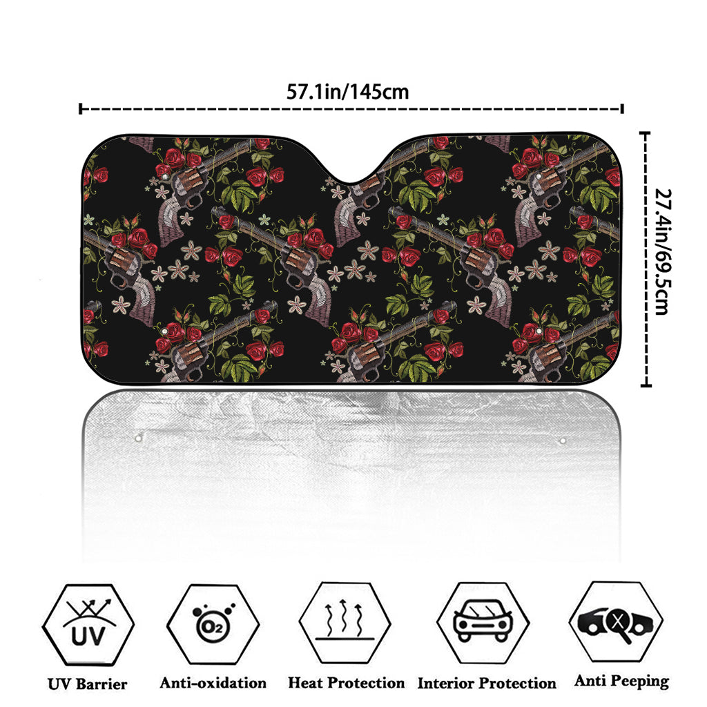 Guns And Flowers Pattern Print Car Windshield Sun Shade