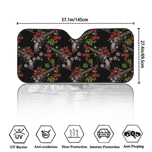 Guns And Flowers Pattern Print Car Windshield Sun Shade