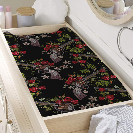 Guns And Flowers Pattern Print Changing Pad Cover
