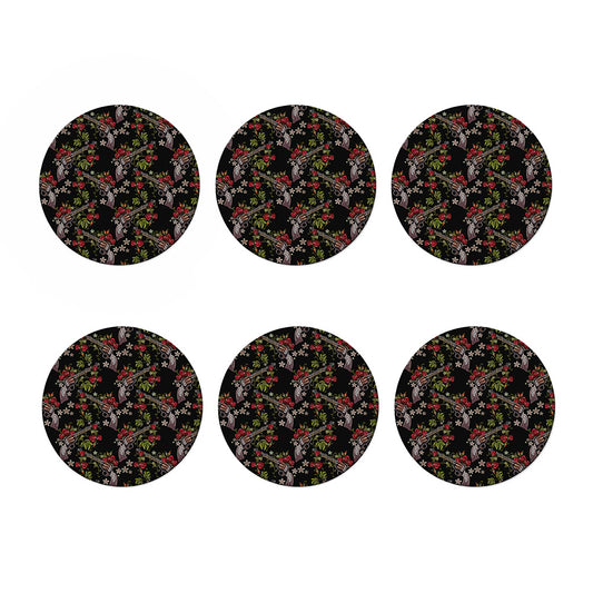 Guns And Flowers Pattern Print Coaster Set