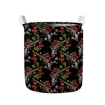 Guns And Flowers Pattern Print Collapsible Laundry Basket