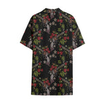 Guns And Flowers Pattern Print Cotton Hawaiian Shirt