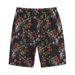 Guns And Flowers Pattern Print Cotton Shorts