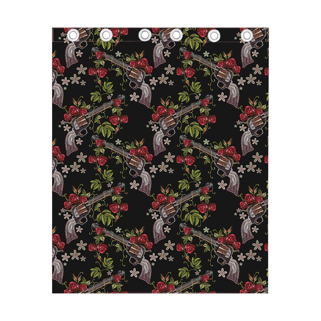 Guns And Flowers Pattern Print Curtain