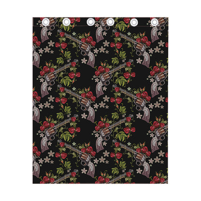 Guns And Flowers Pattern Print Curtain