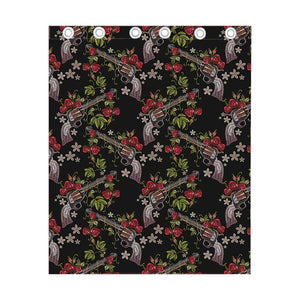 Guns And Flowers Pattern Print Curtain