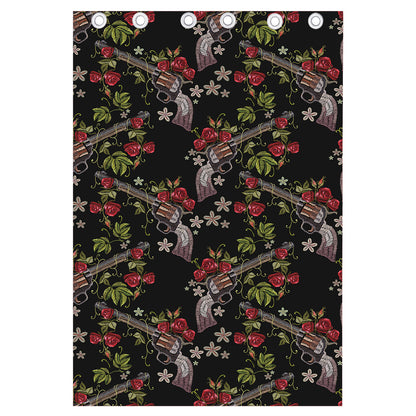 Guns And Flowers Pattern Print Curtain