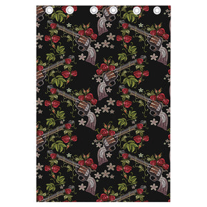 Guns And Flowers Pattern Print Curtain