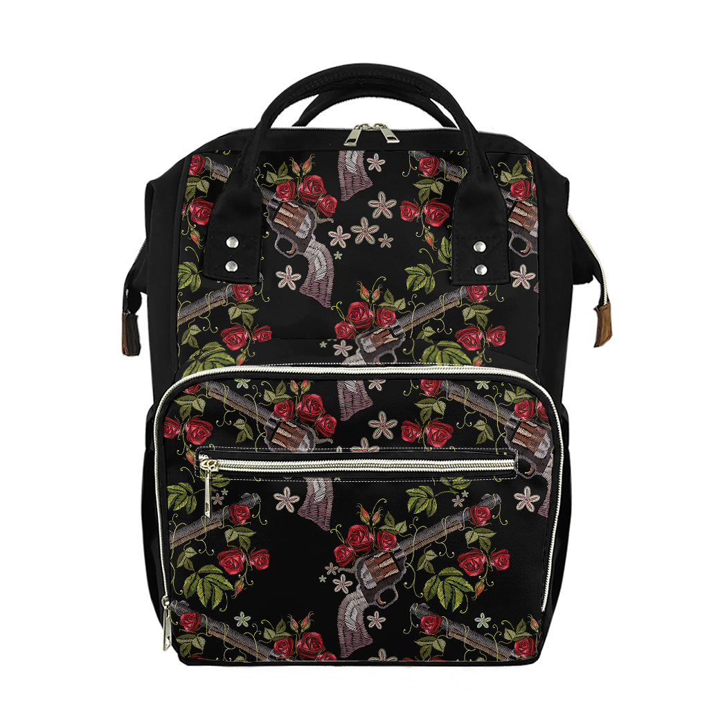 Guns And Flowers Pattern Print Diaper Bag