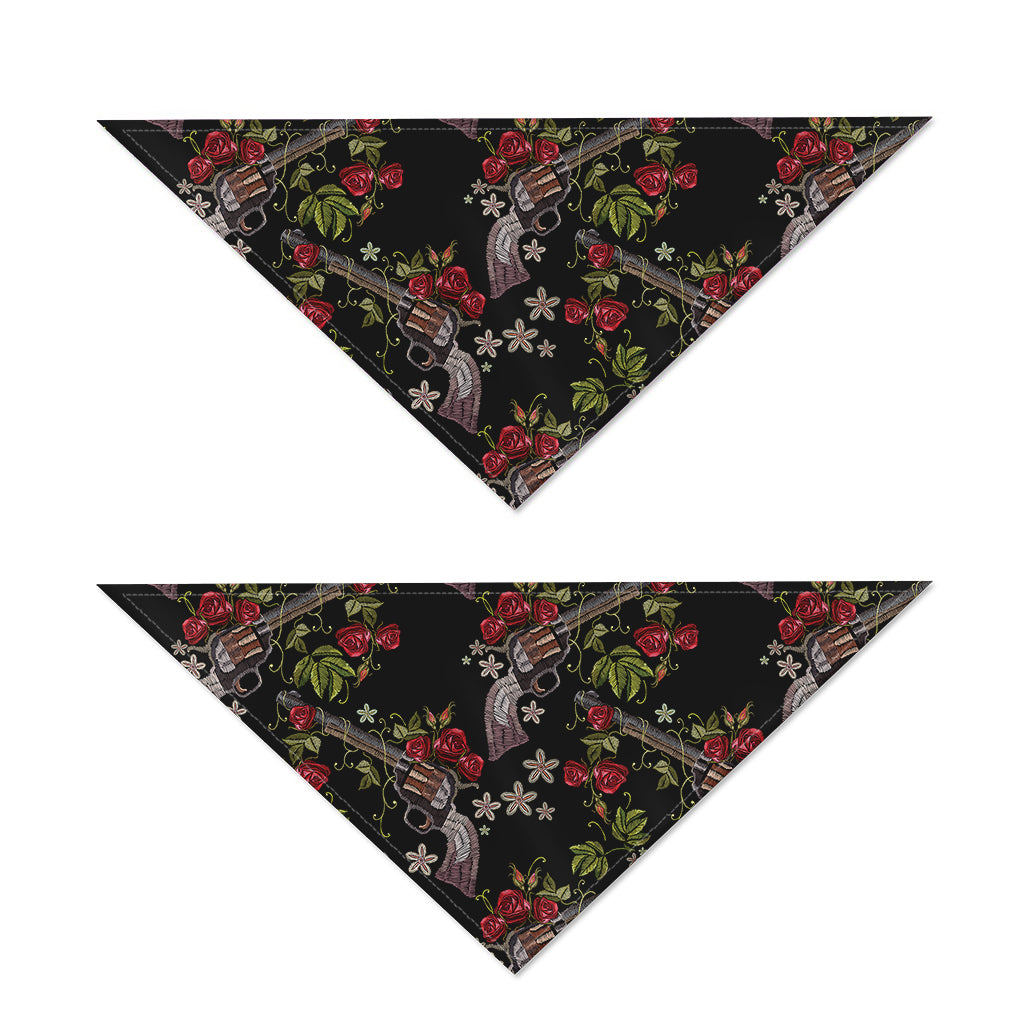 Guns And Flowers Pattern Print Dog Bandana