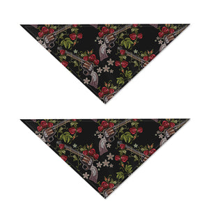 Guns And Flowers Pattern Print Dog Bandana